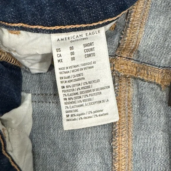 American Eagle Outfitters Ripped Dark Blue Skinny Jeans • 00 Short - Picture 4 of 4